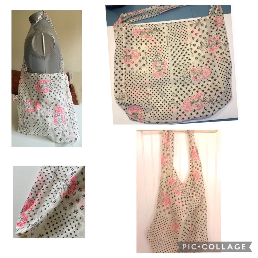 New Medium Free People Floral Stars Dots Shopping Bag Crossbody or shoulder